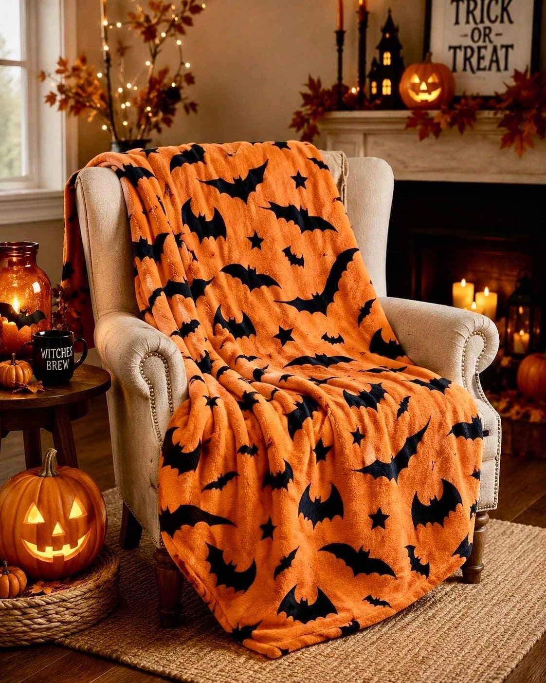 Halloween Blanket Black Bat Gr - đánh giá và giá Interior Design Guest Room